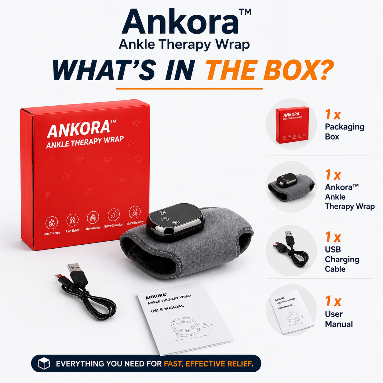 Ankora™ Ankle Therapy Wrap – Rechargeable Heat & Vibration Massager