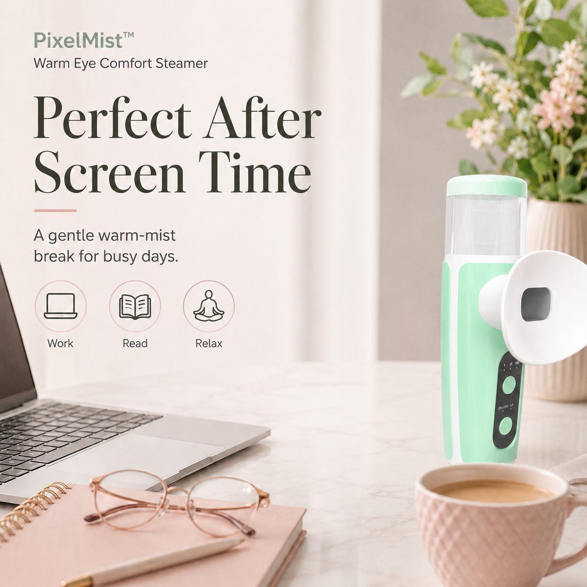 PixelMist™ Eye Comfort Steamer – Warm Mist Eye Relaxation Device