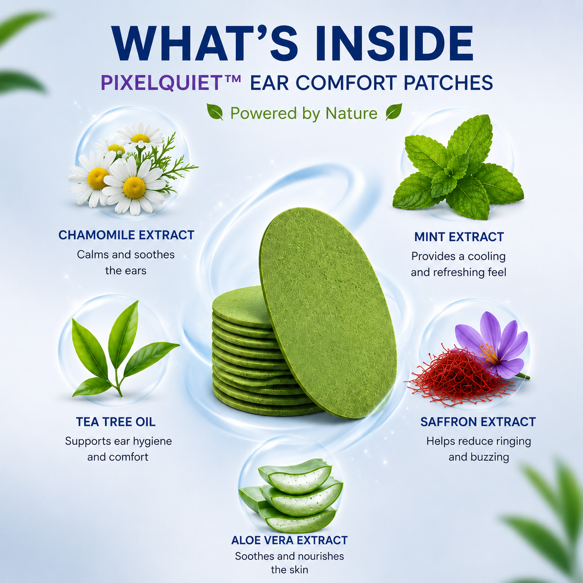 PixelQuiet™ Ear Comfort Patches – Botanical Adhesive Patches for Ear Wellness