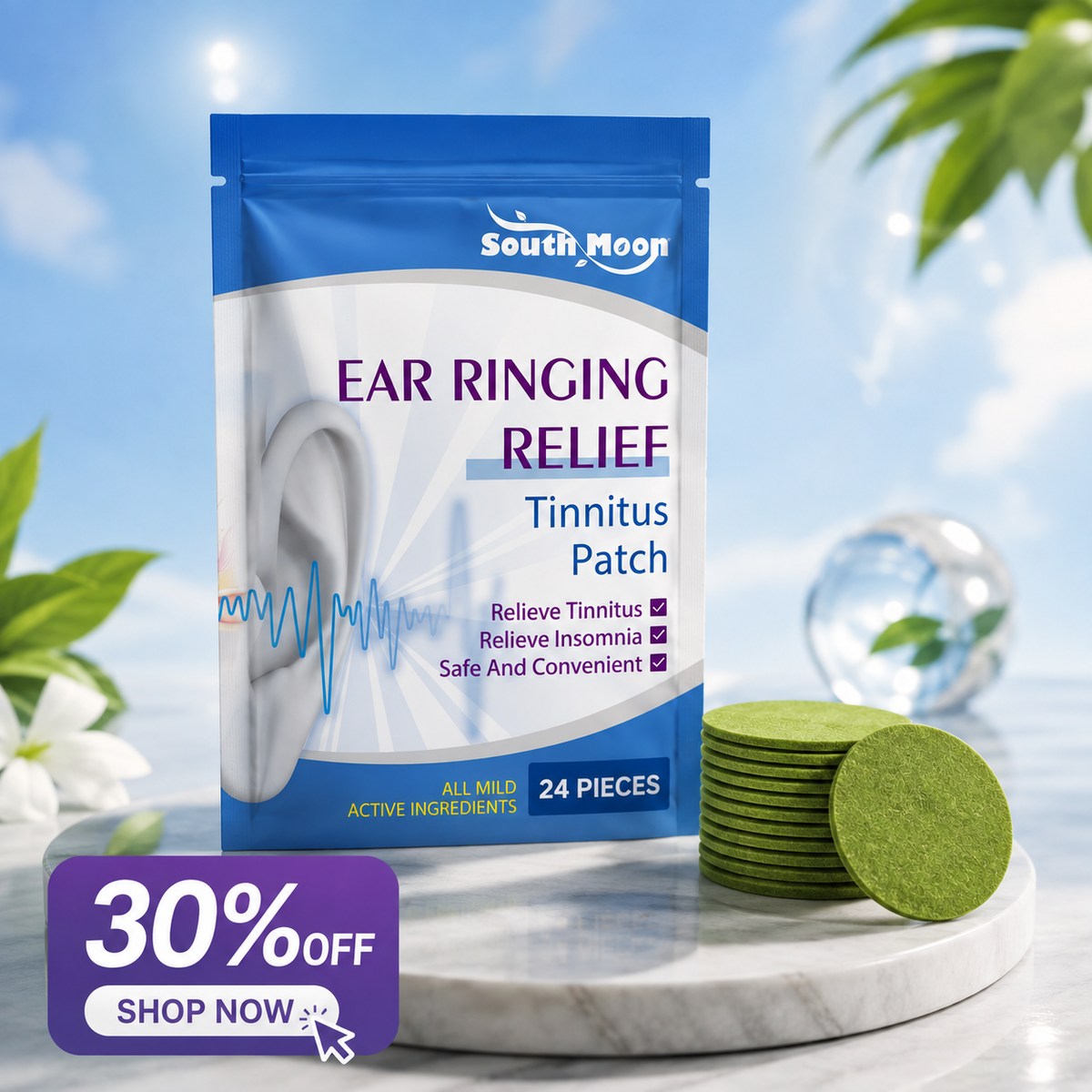 PixelQuiet™ Ear Comfort Patches – Botanical Adhesive Patches for Ear Wellness